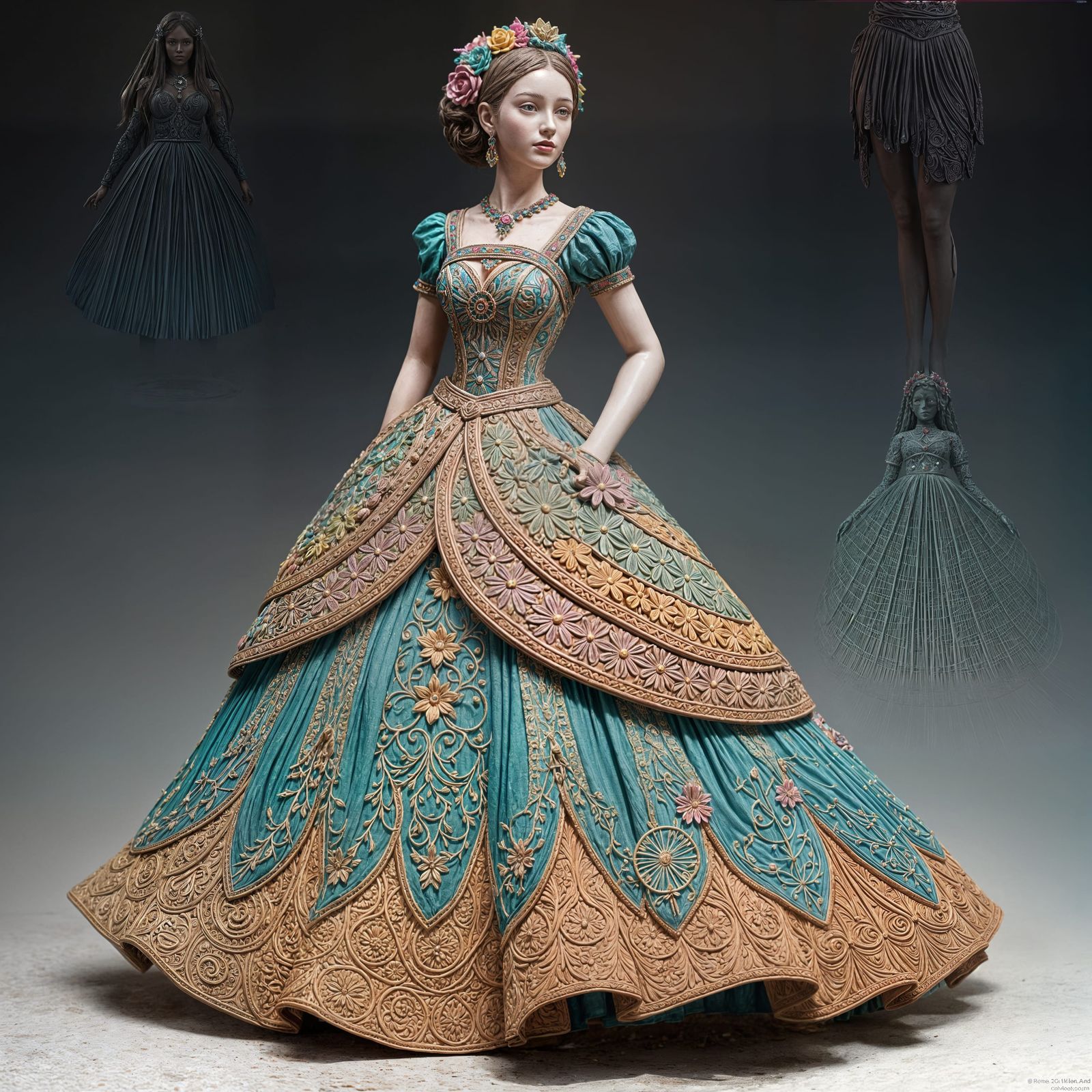 Hyperrealistic Woman Half Clay, Intricate Details