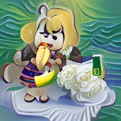 Isabelle from Animal Crossing with Suggestive Banana