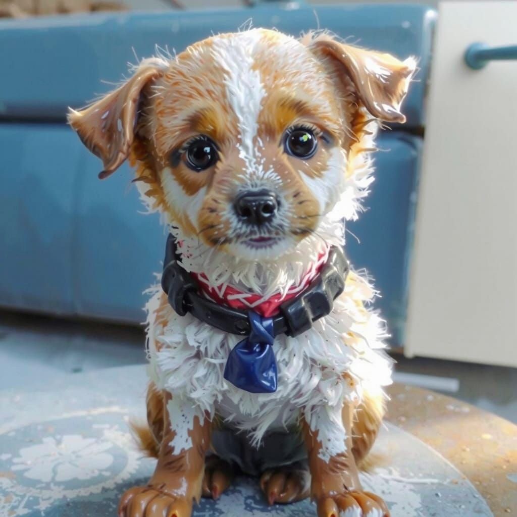 Textured Primitive Naive Art in Encaustic Style