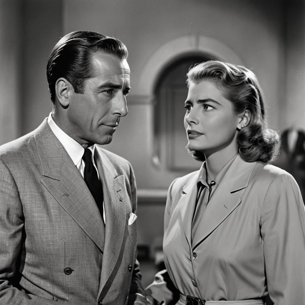 Humphrey Bogart and Ingrid Bergman Portrait with Googly Eyes