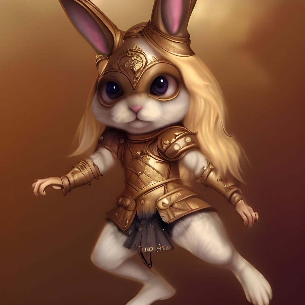 Chibi Rabbit in Armor: Rococo Style Portrait