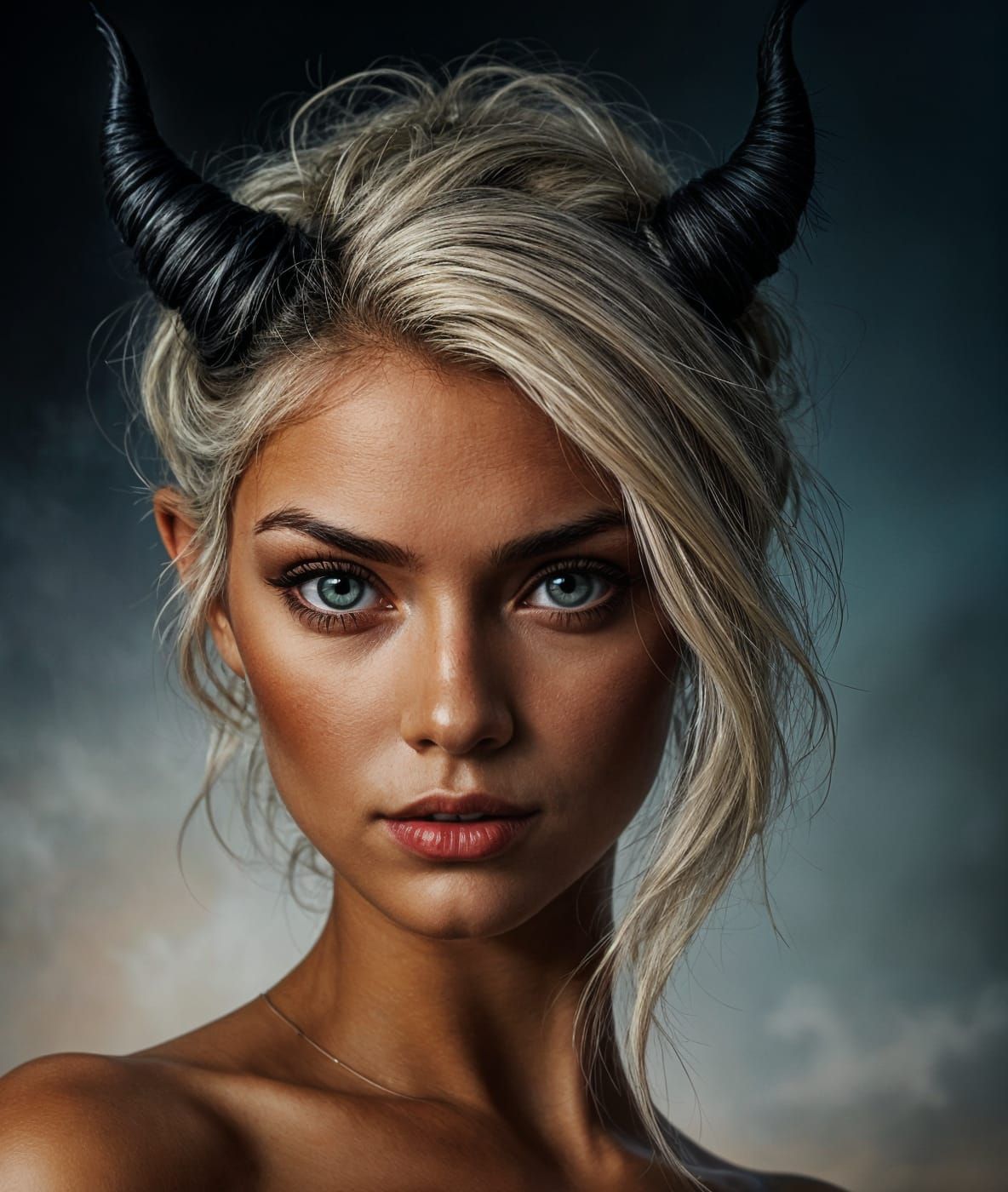 Surreal Photo of a Blond Female Demon