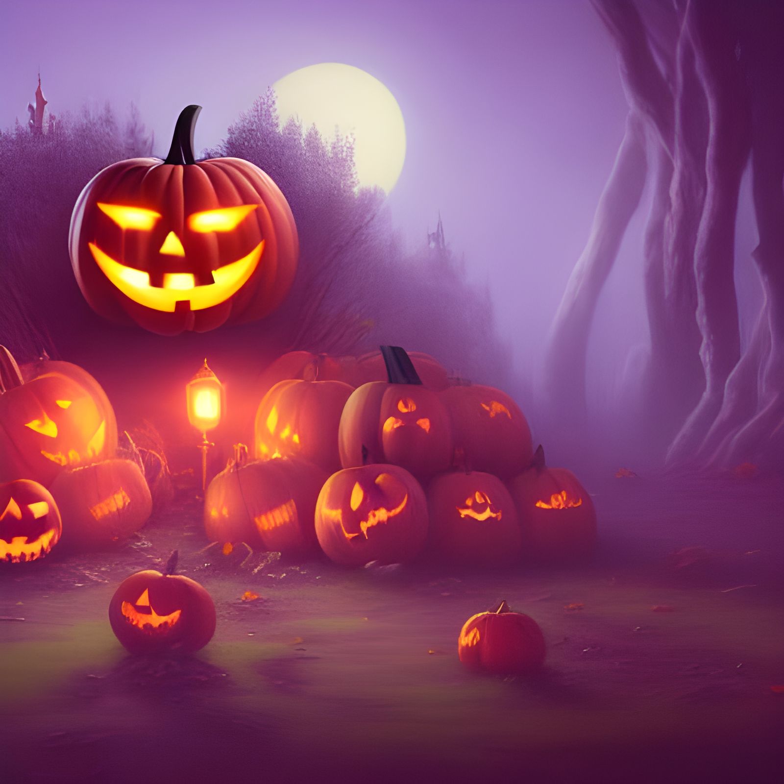 Retrofuturistic Halloween in Detailed Matte Painting