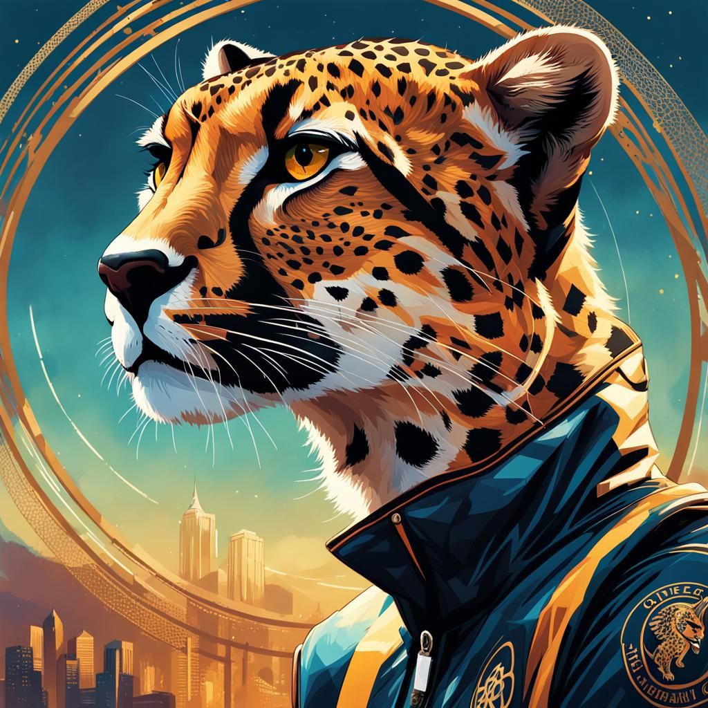 Cheetah Athlete in Dark Academia Style