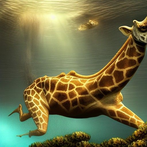 Amphibious Giraffe in Atlantis: Fantasy Concept Art