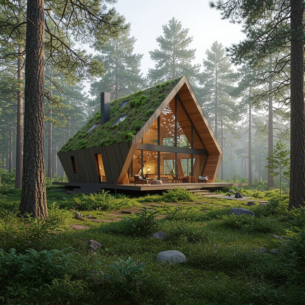 Serene House Nestled in Lush Natural Landscape