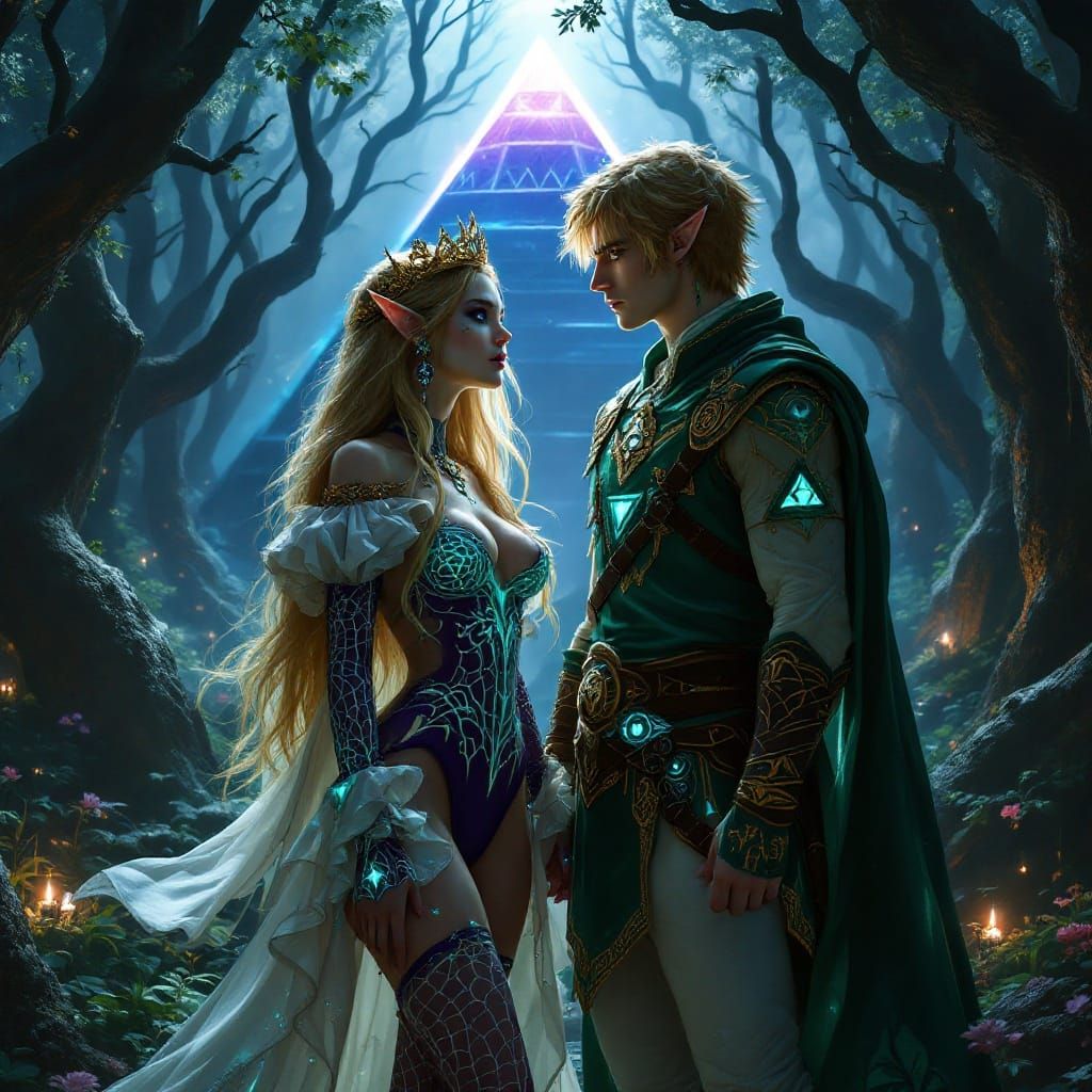 Goth Princess Zelda in Immersive Dark Fantasy Landscape