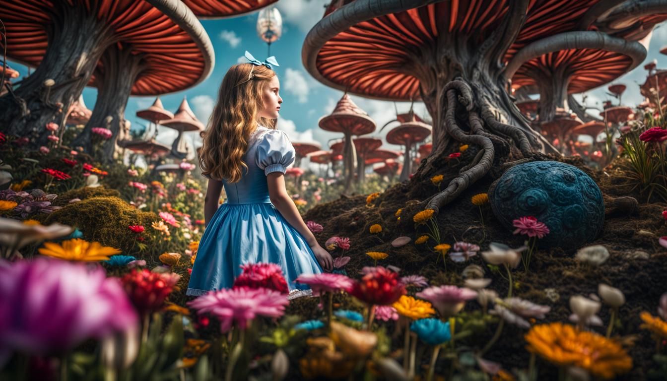 Alice in Wonderland in Hyperrealistic Style