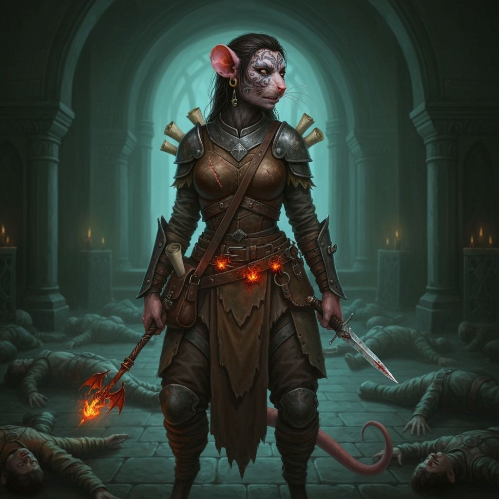 Mystical Wererat Thief in Gothic Castle Chamber