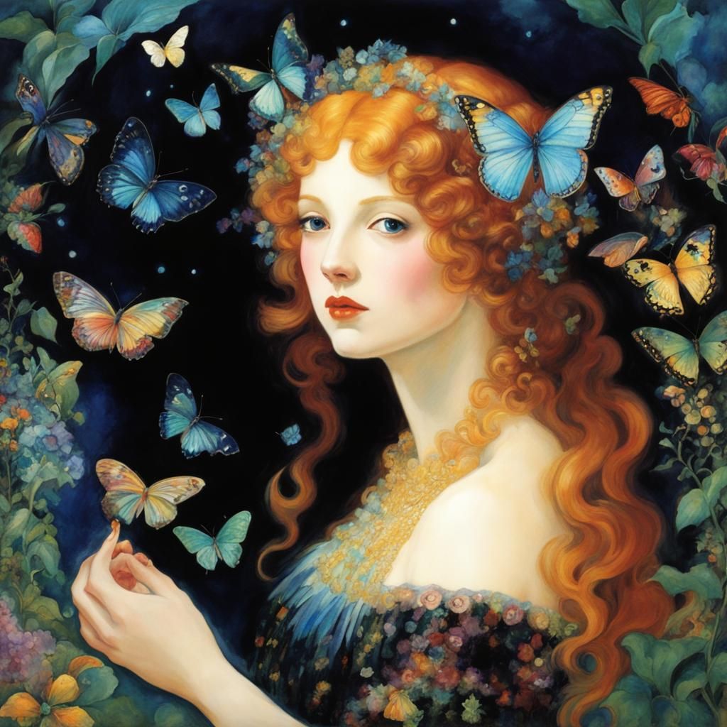 Luminous Butterfly Garden in Watercolor Style