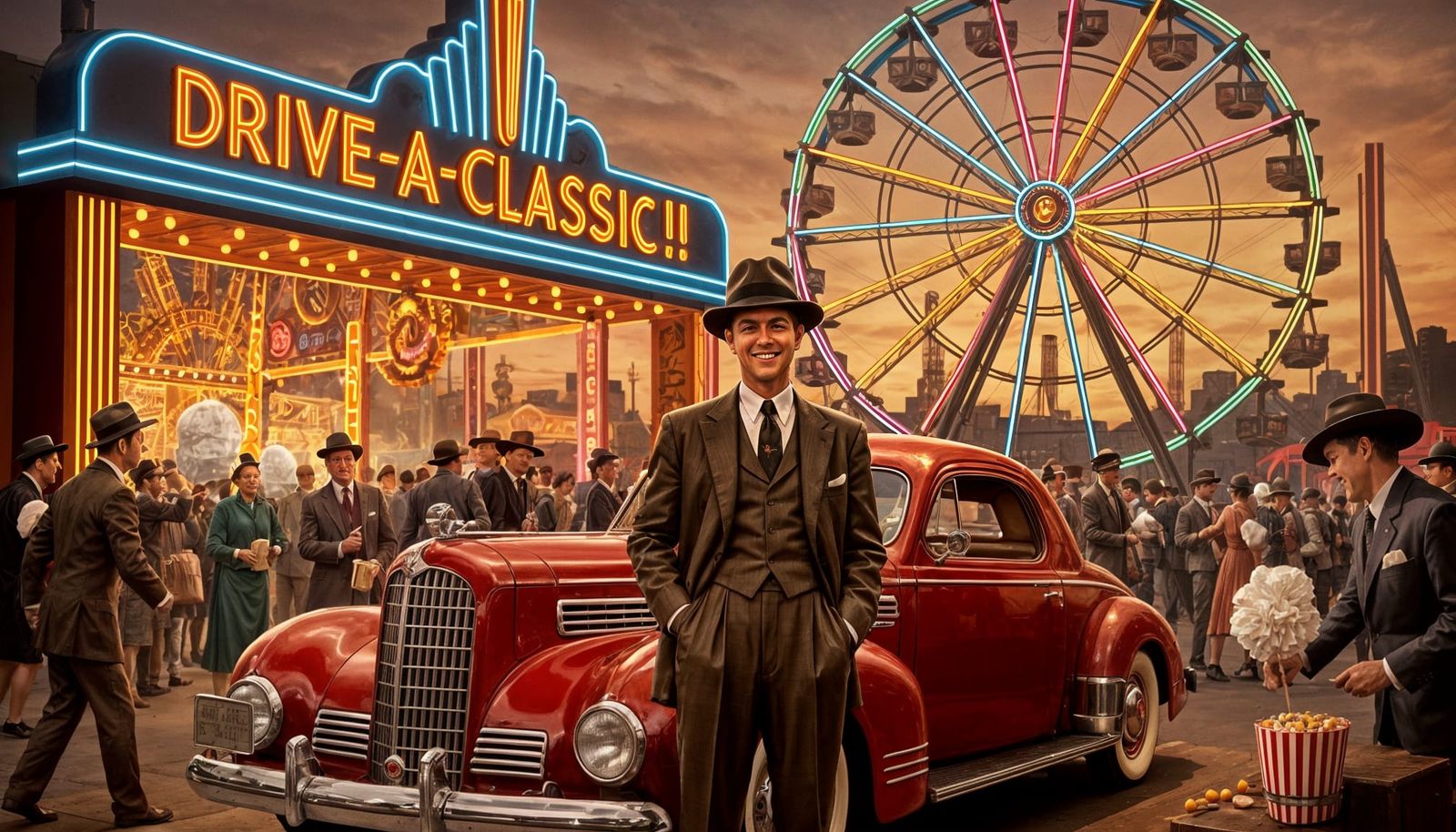 A man getting ready to try the “Drive-A-Classic” ride at the...