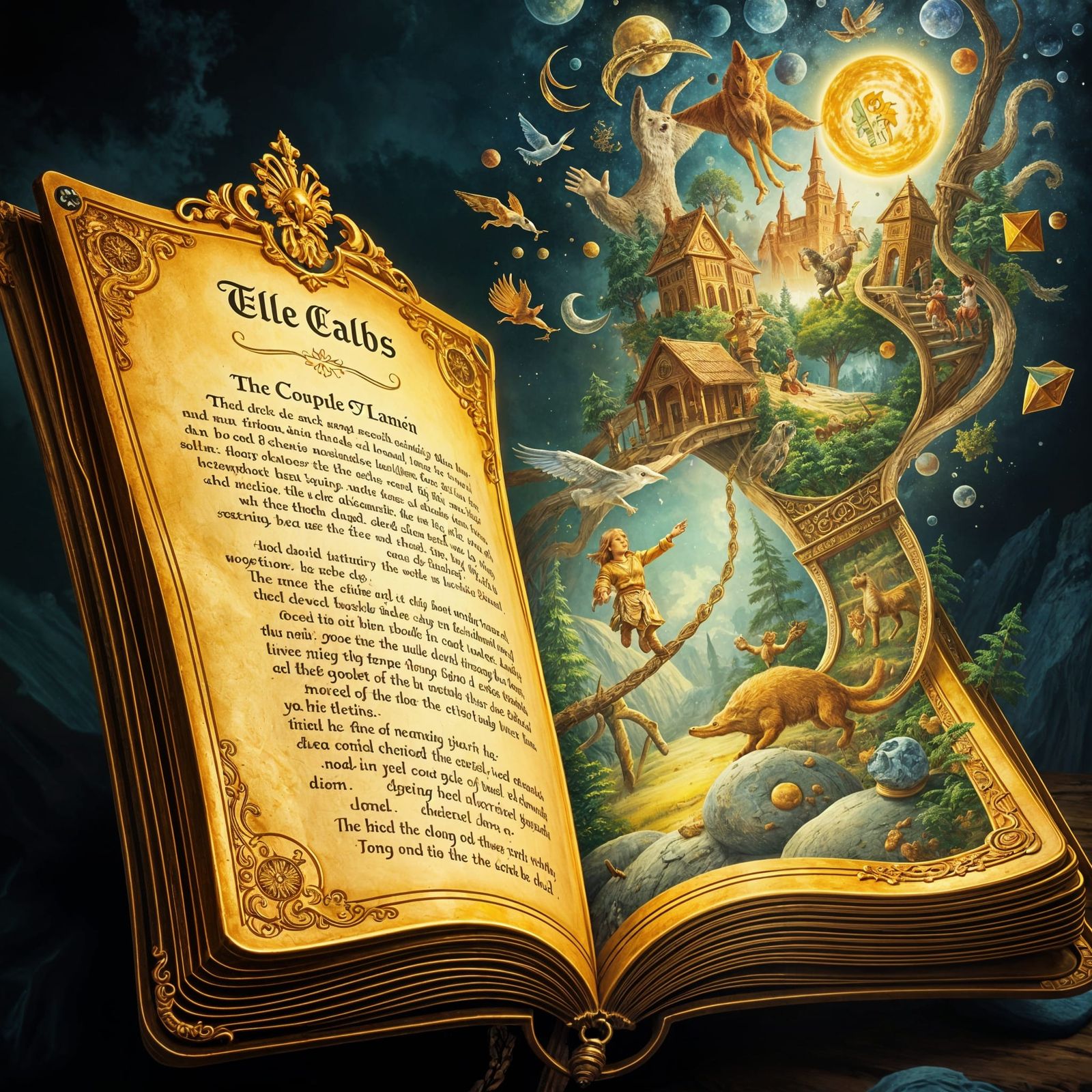 Magical Golden Book with Emerging Scenes