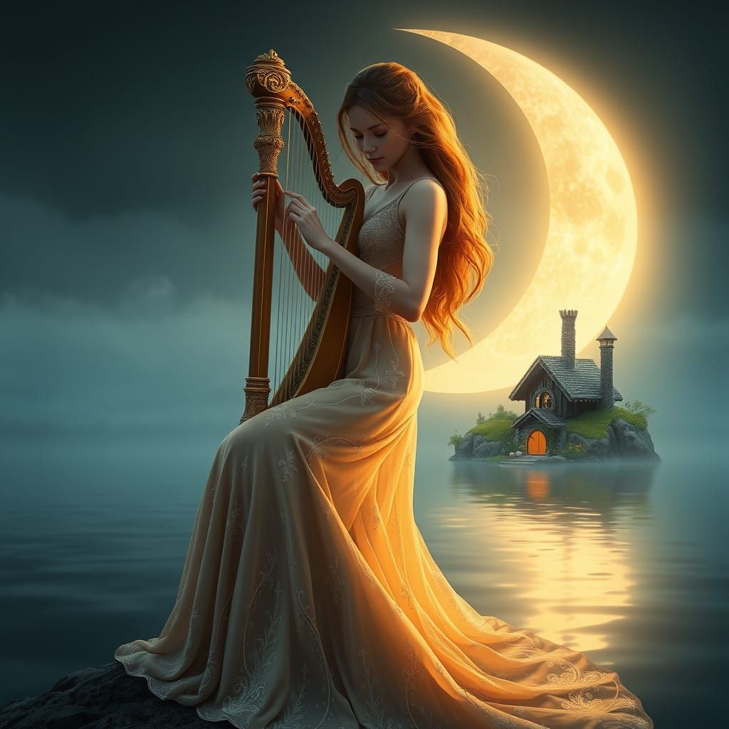 Serene Dreamweaver Under Lunar Glow