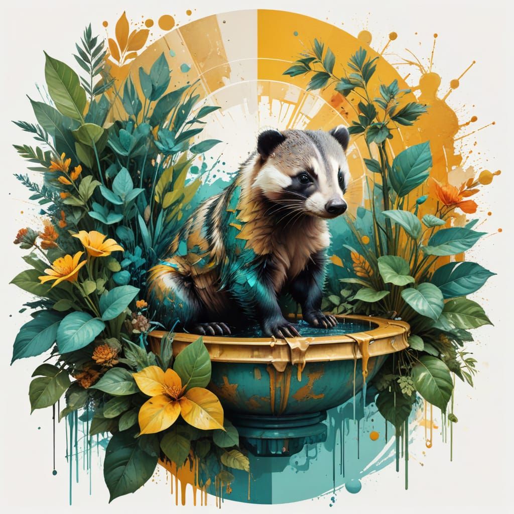 Surreal Forest Scene in Watercolor Style