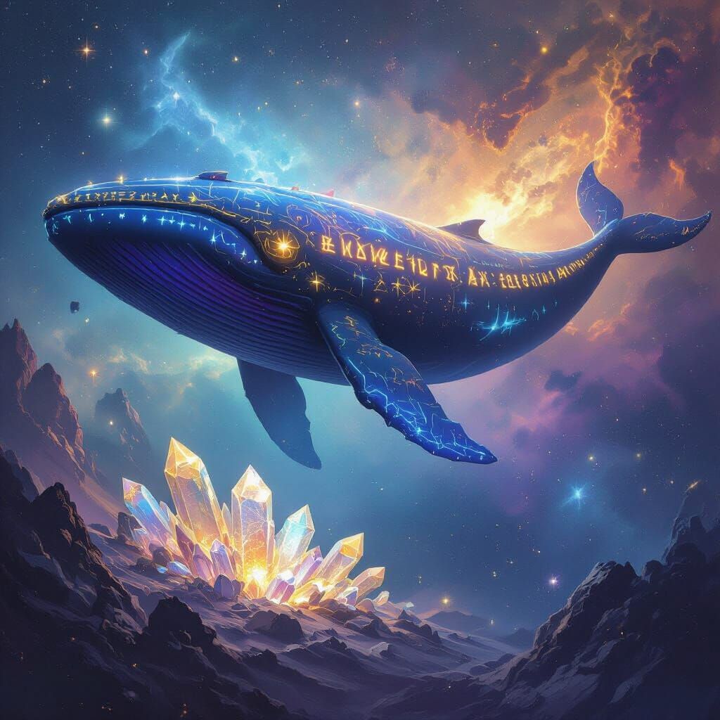 Majestic Space Whale in Cosmic Nebula