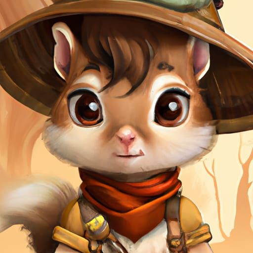 Chibi Squirrel as Indiana Jones: Digital Illustration