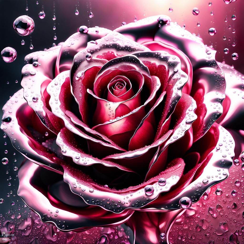 Majestic Metallic Rose with Diamond Fractals