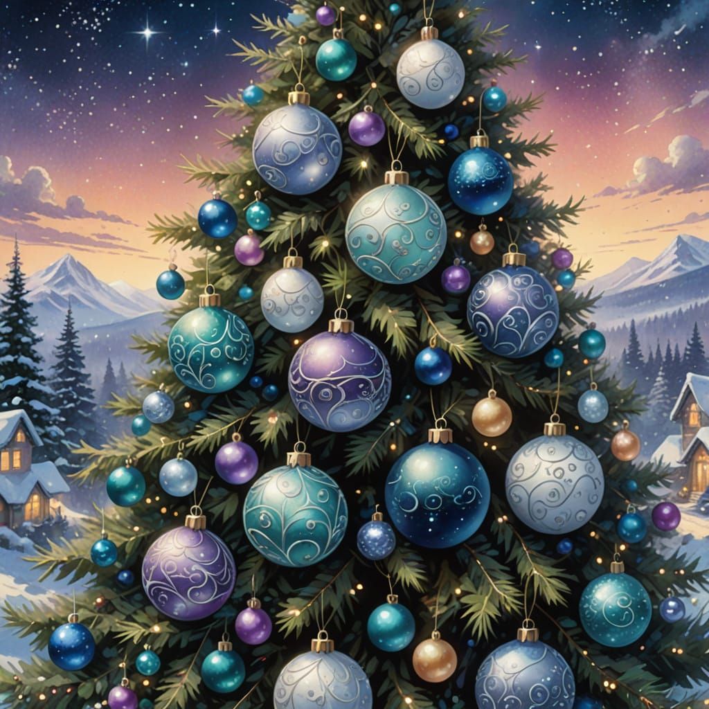 Enchanting Christmas Tree Storybook Illustration