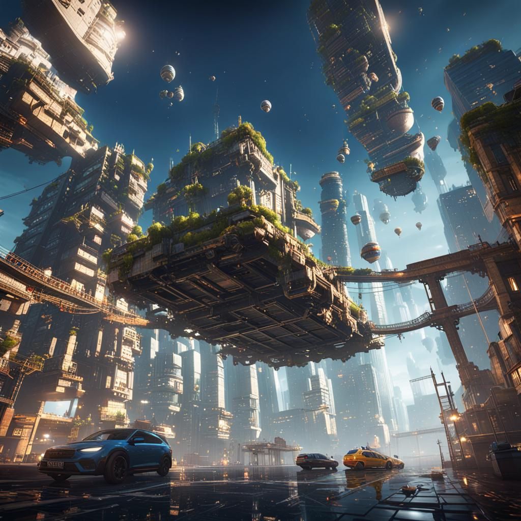 Upside Down City in 3D Game Cinematic Style