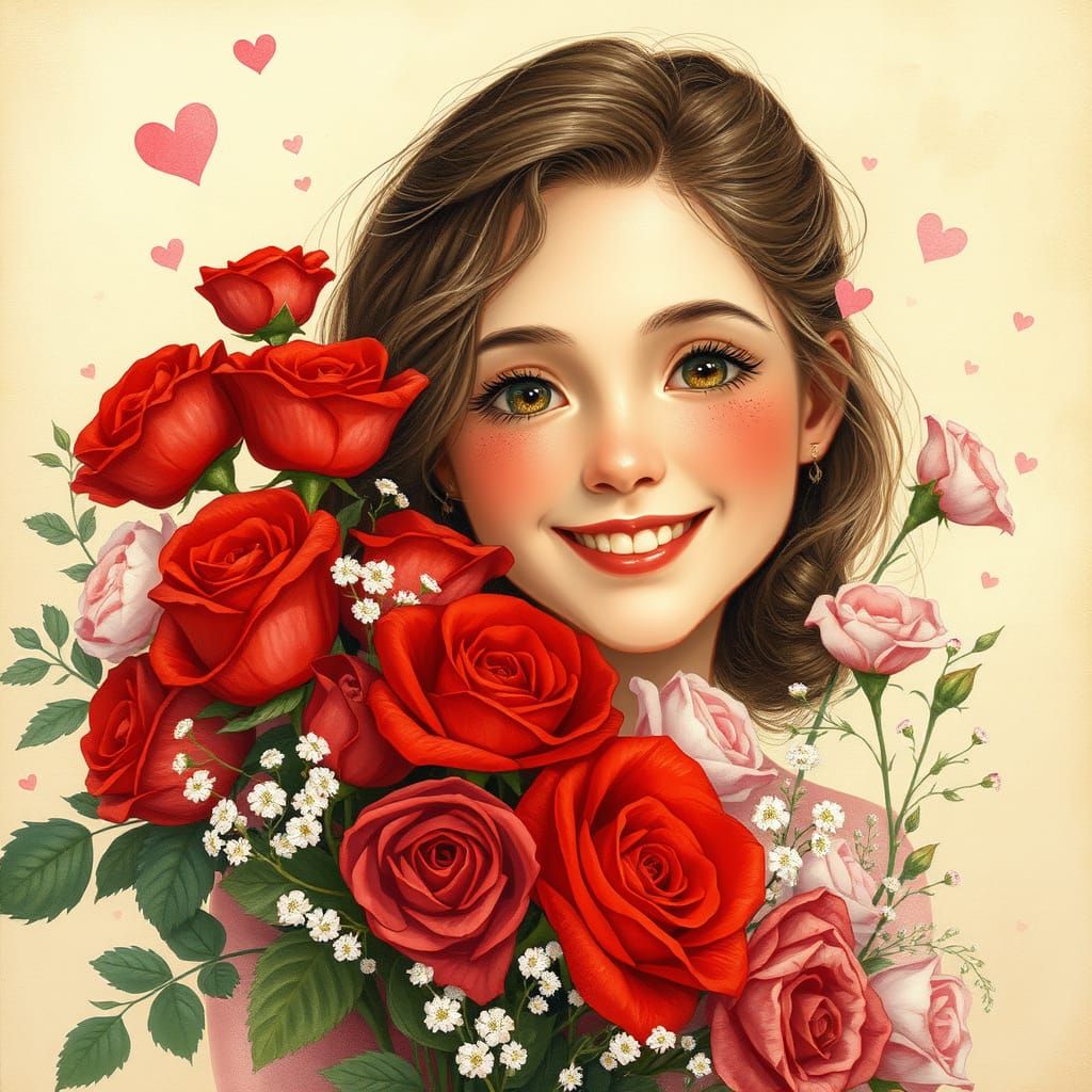 Romantic Valentine's Day Scene with Heart-Shaped Confetti