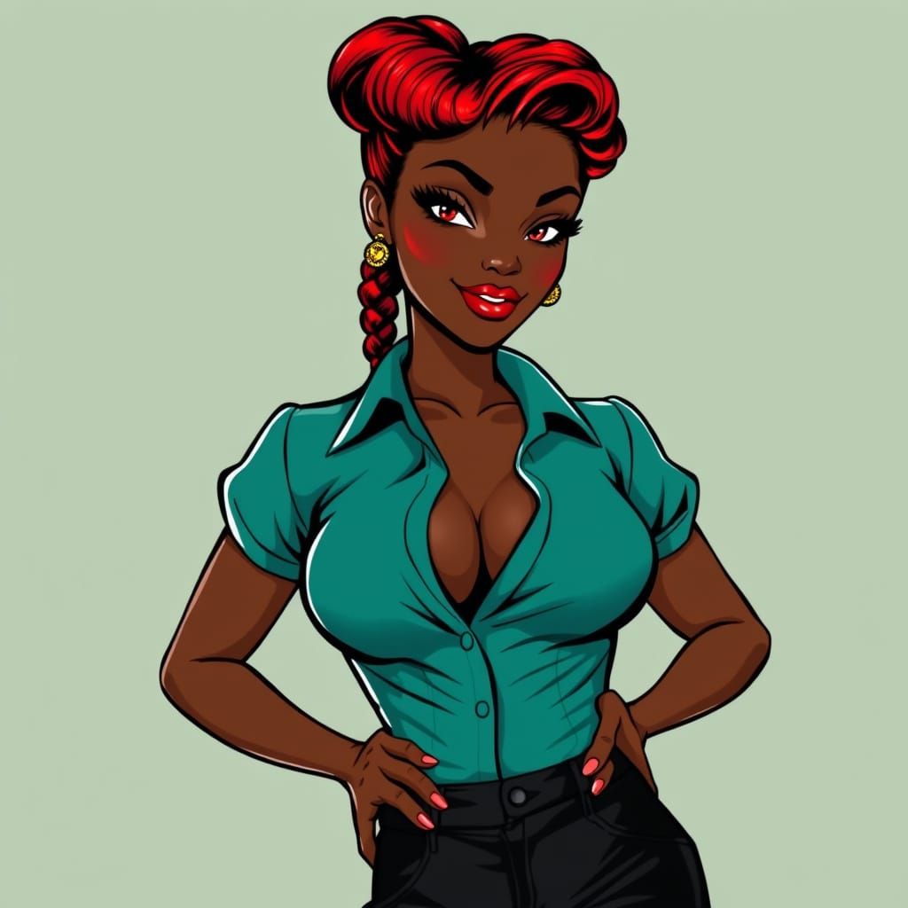 Vintage Pin-Up Illustration of Confident Woman