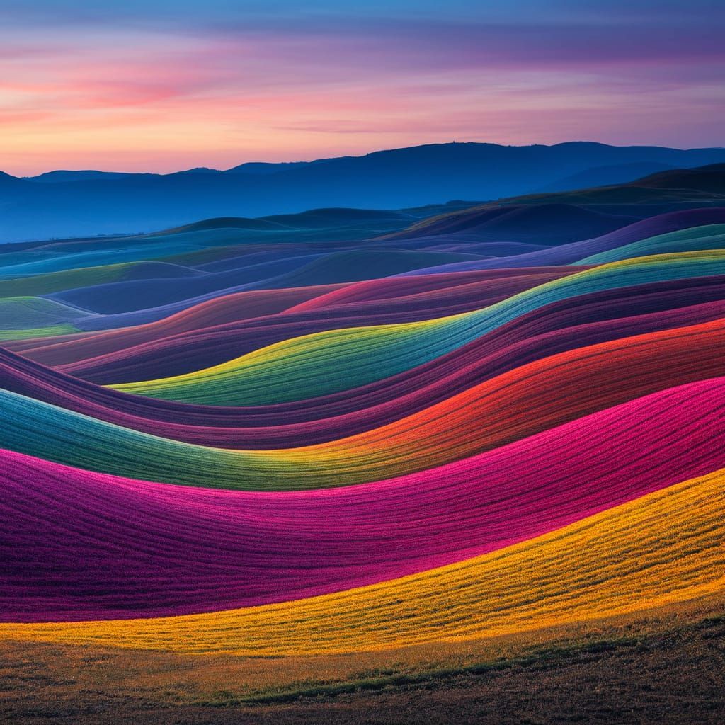 Vibrant Stripe Landscape at Sunset