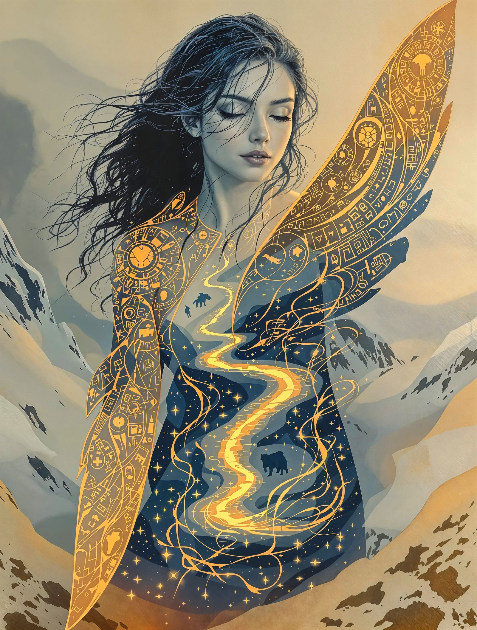 Mystical Arctic Fairy in Ivory-Inspired Digital Art