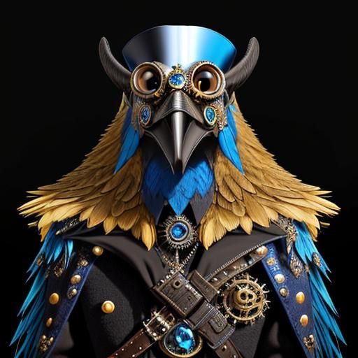 Steampunk Bird with Plague Mask in Dark Fantasy Style