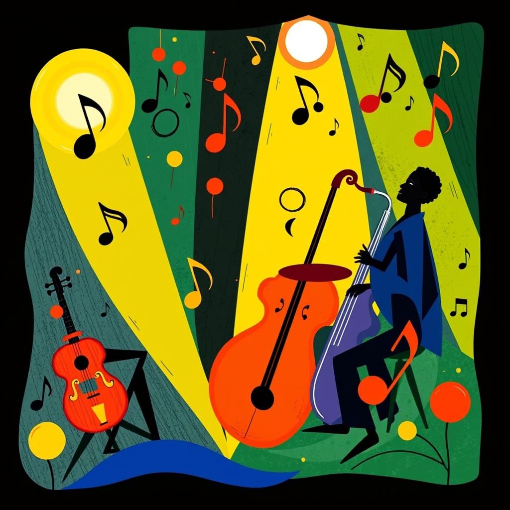 Vibrant Jazz Scene in Matisse Style