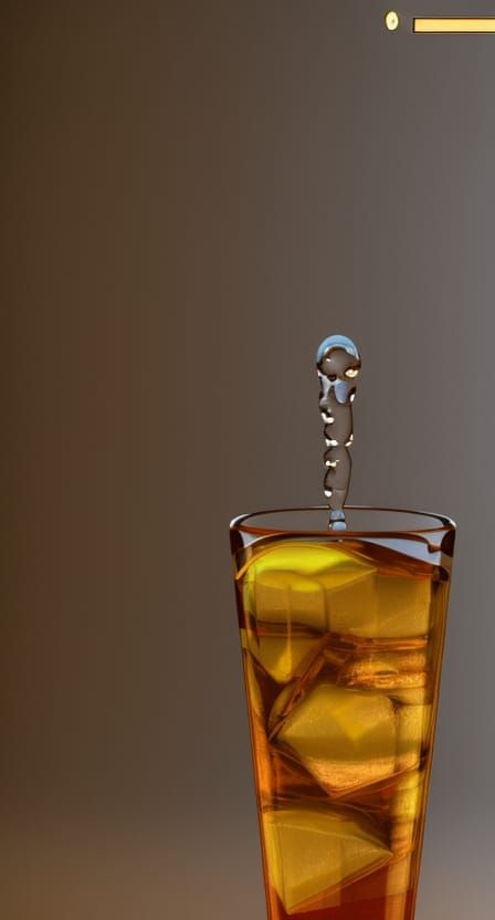 iced tea in tall glass ice cubes and water droplets on outside of glass trending on Artstation Unreal Engine 3D shading ...