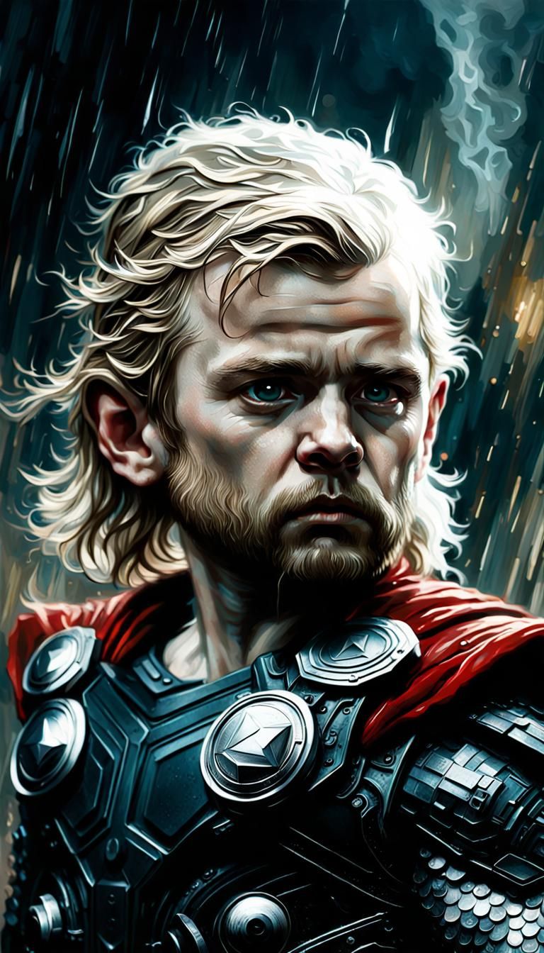 Toddler Thor: Hyperrealistic Mixed-Media Portrait