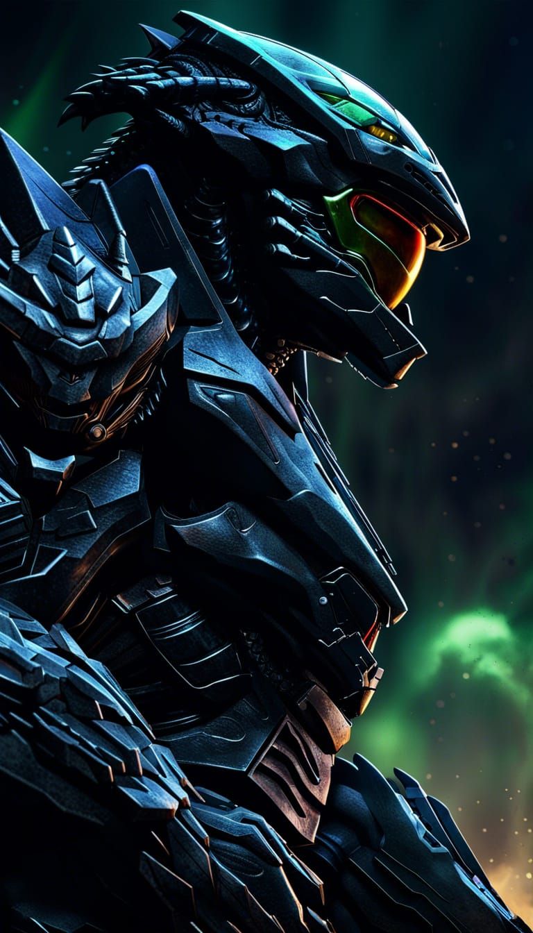 Master Chief and Black Dragon God in War Zone