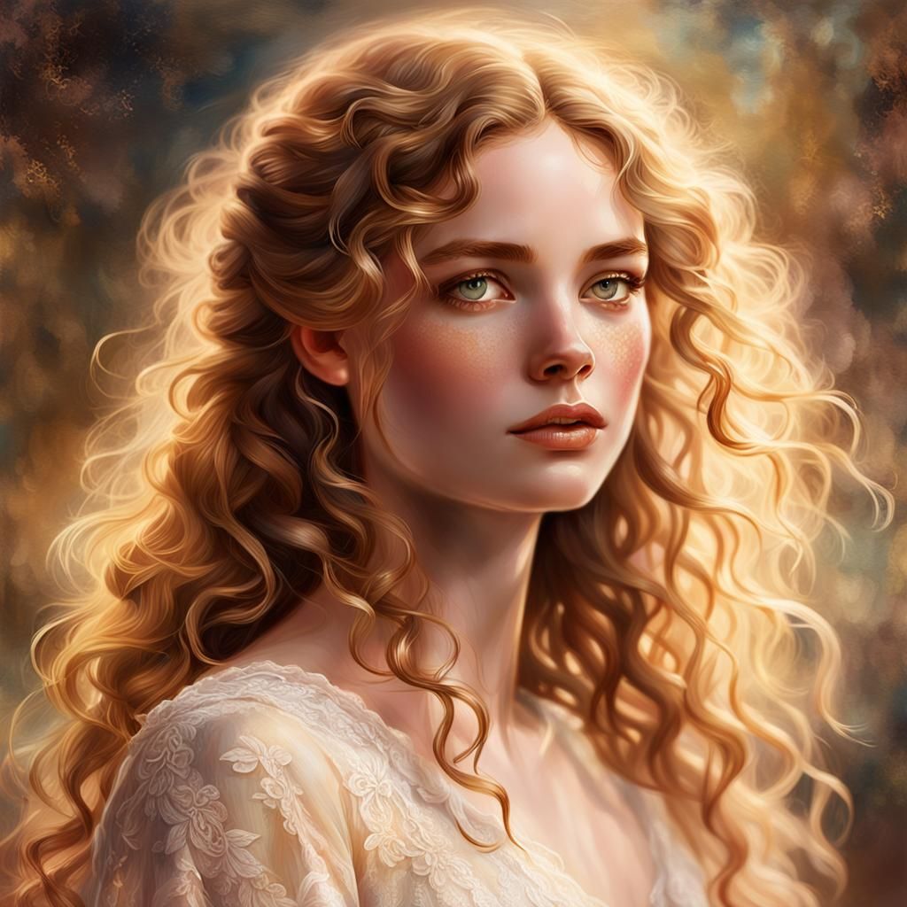 Ethereal Portrait of Woman in Lace Dress