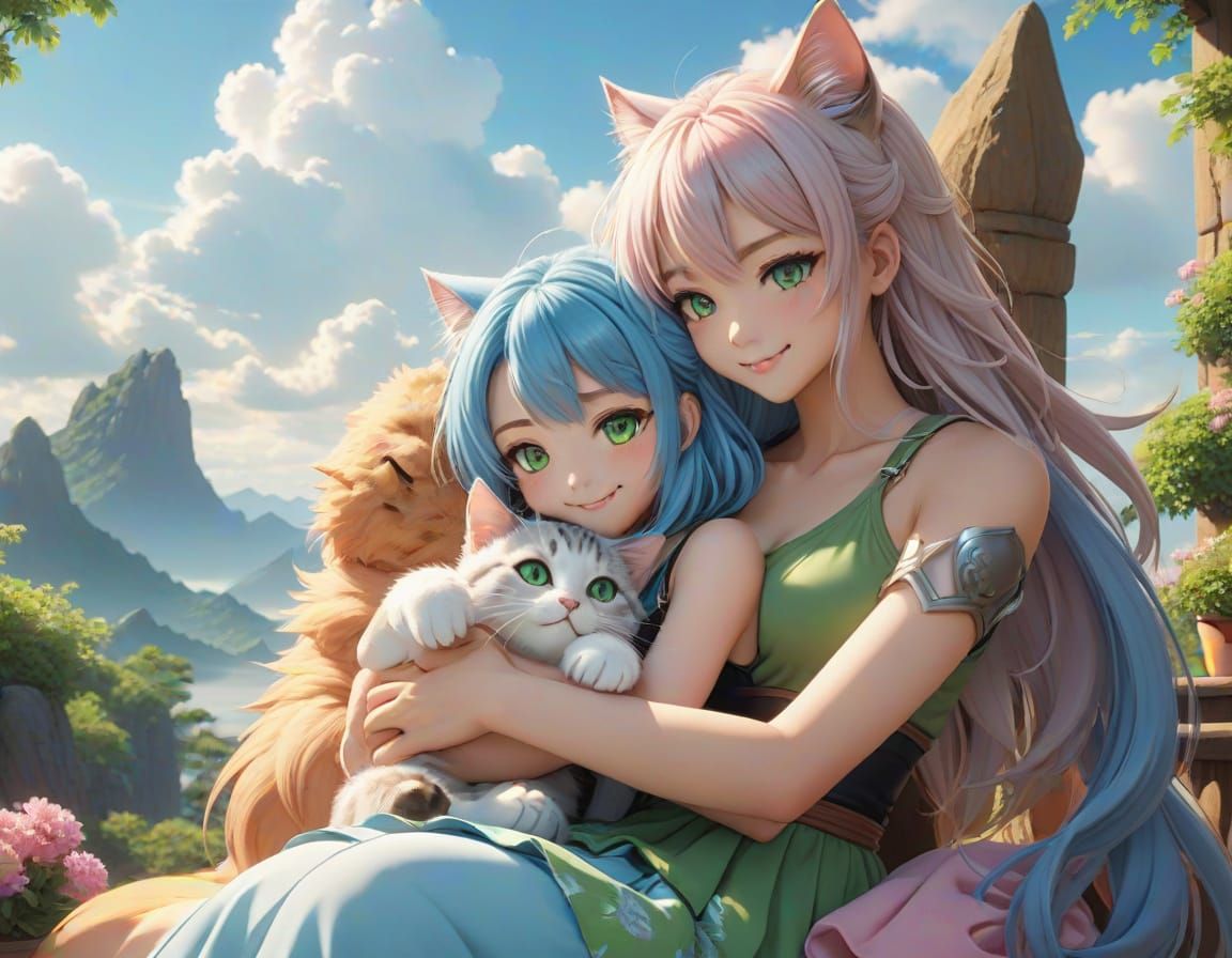 Gentle Motherly Love in Vibrant Shonen Manga Style