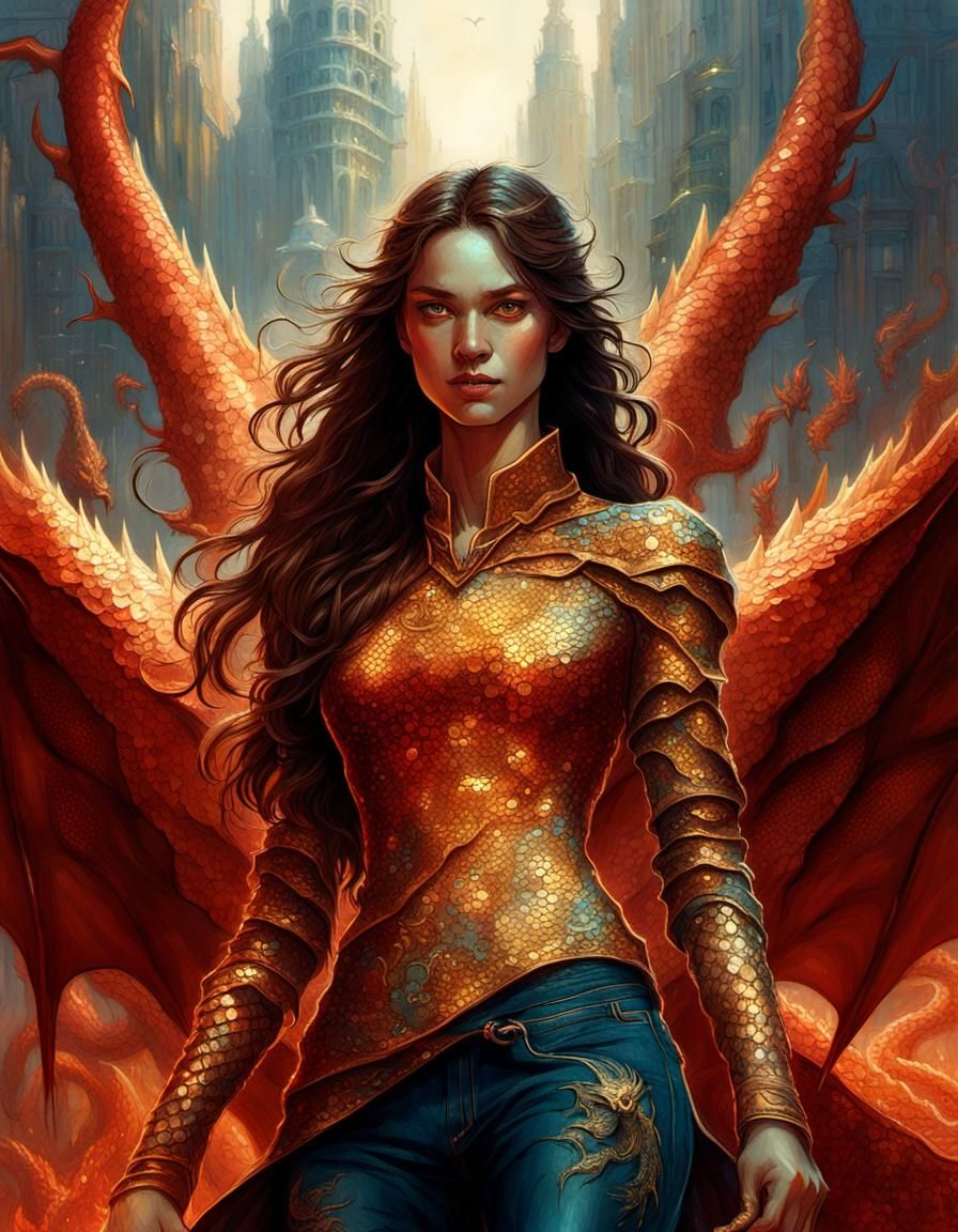 Dragon Mage in Digital Pointillism Art