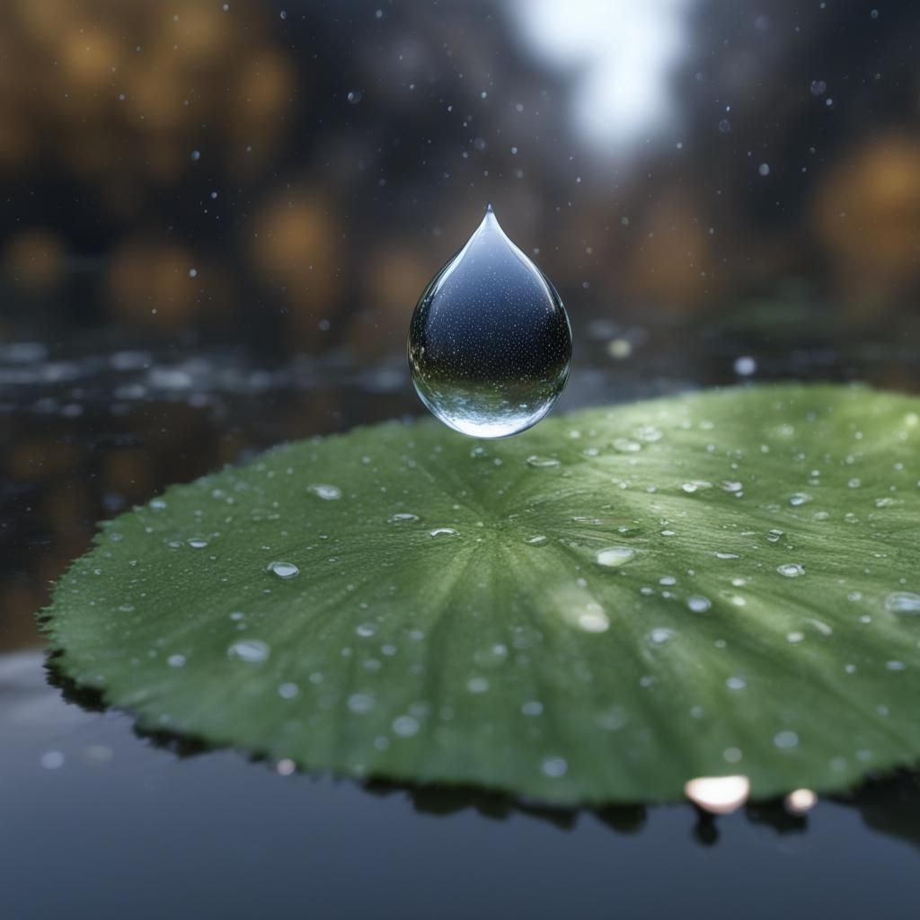 The milky way galaxy reflected on a raindrop on a leaf, unre...