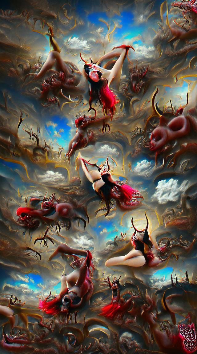 Demonic Ballet in Hellscape: Surreal Digital Art