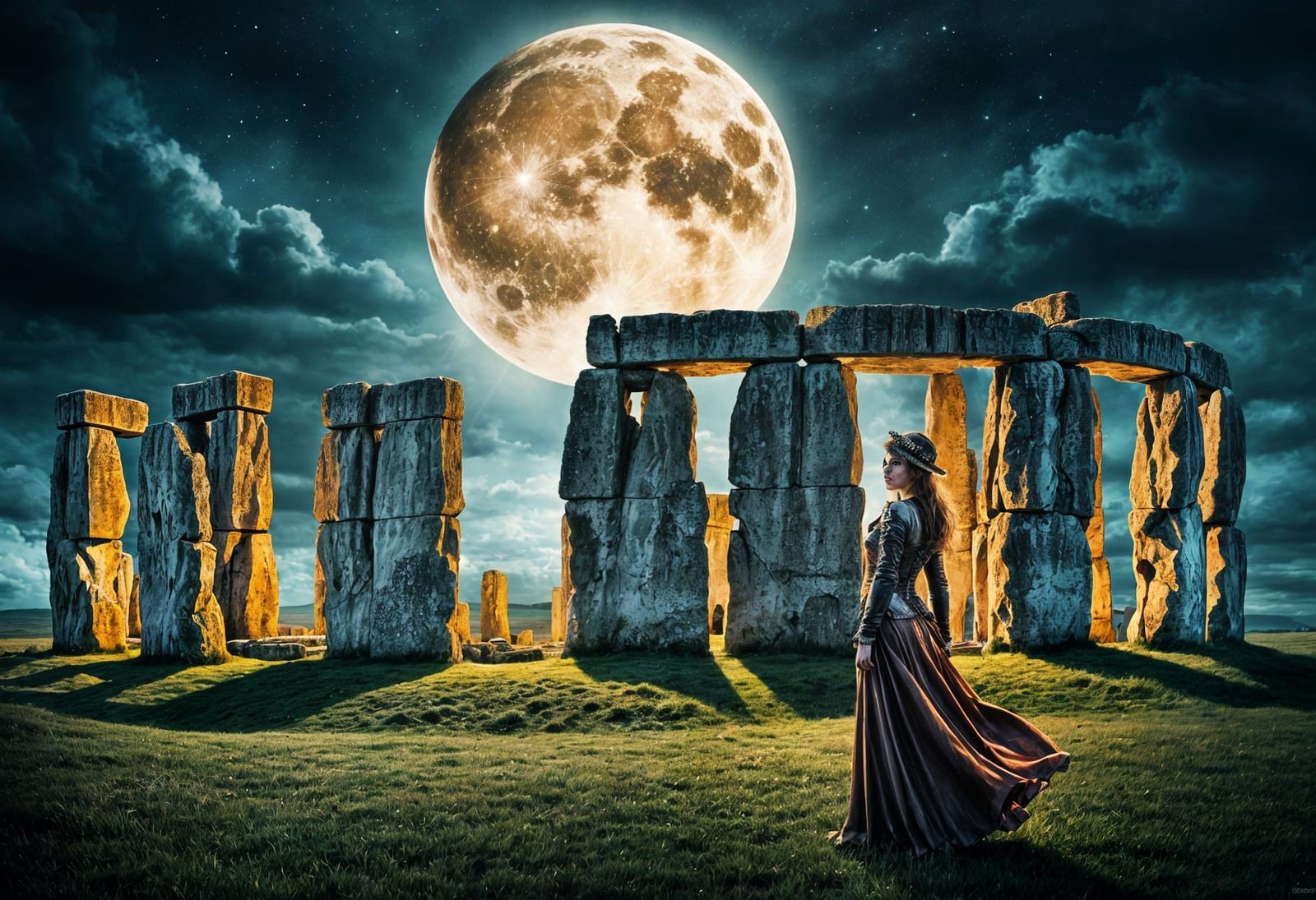 Steampunk Stonehenge Under Moonlight: Splash Art