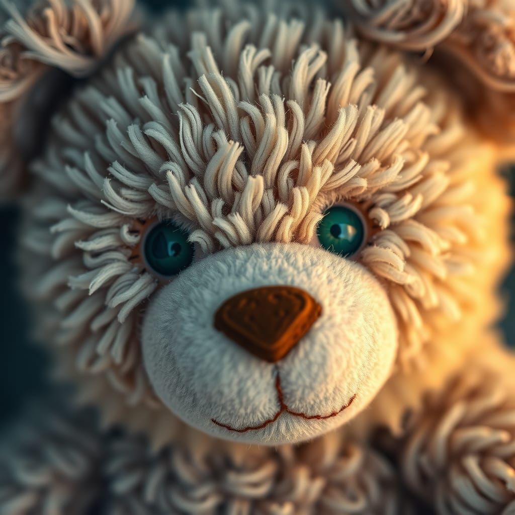 Detailed Macro Photo of a Teddy Bear Plush