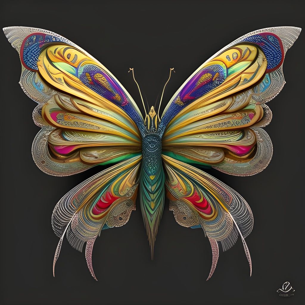 Intricate Winged Alien Creature in Cartoon Style