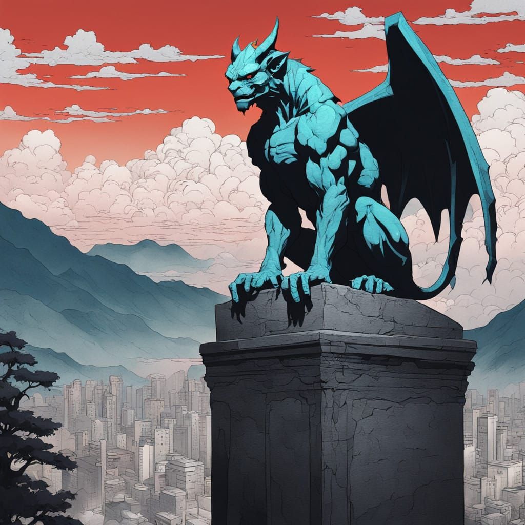 Majestic Male Gargoyle in Ancient Tomb Guardian Style