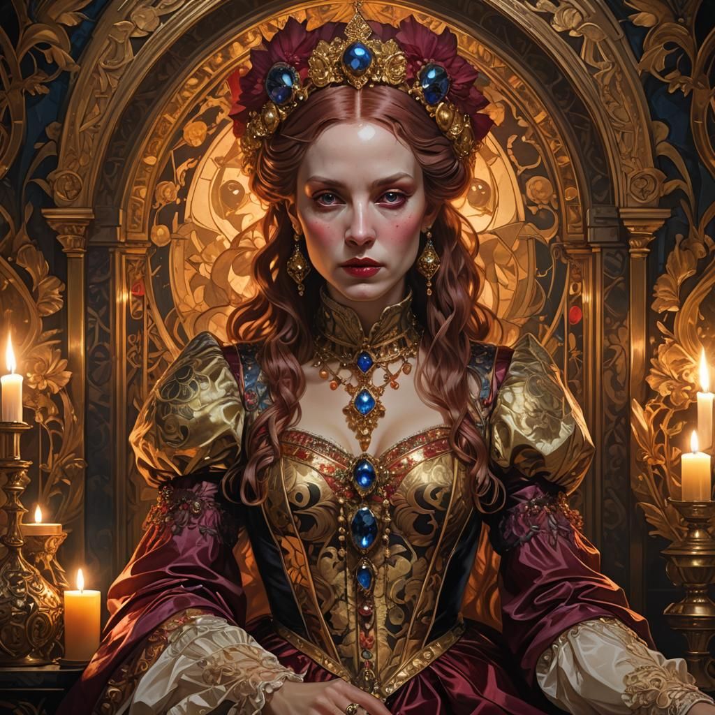 Ornate Portrait of Lady Elizabeth Bathory in Baroque Style