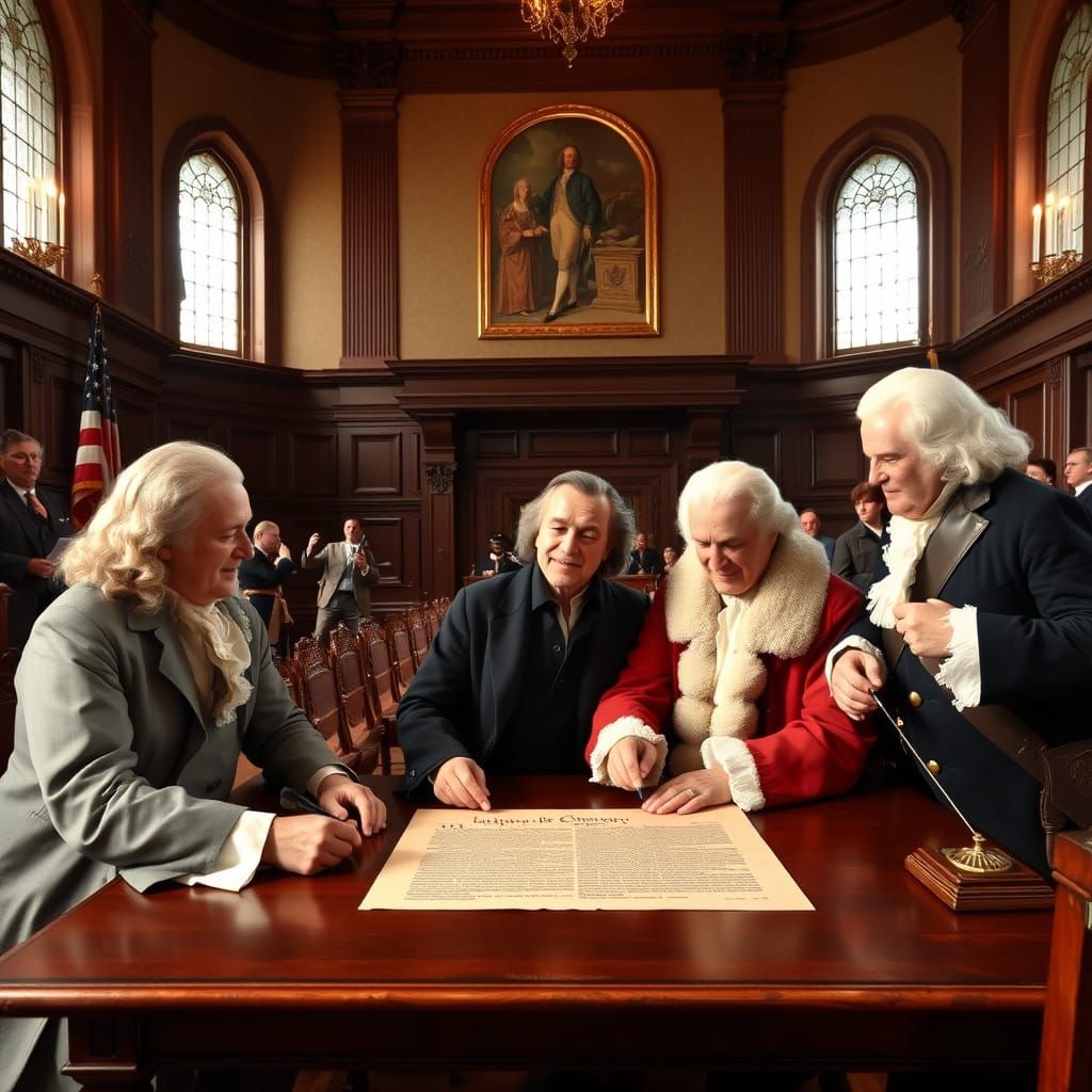 Founding Fathers Sign Declaration of Independence