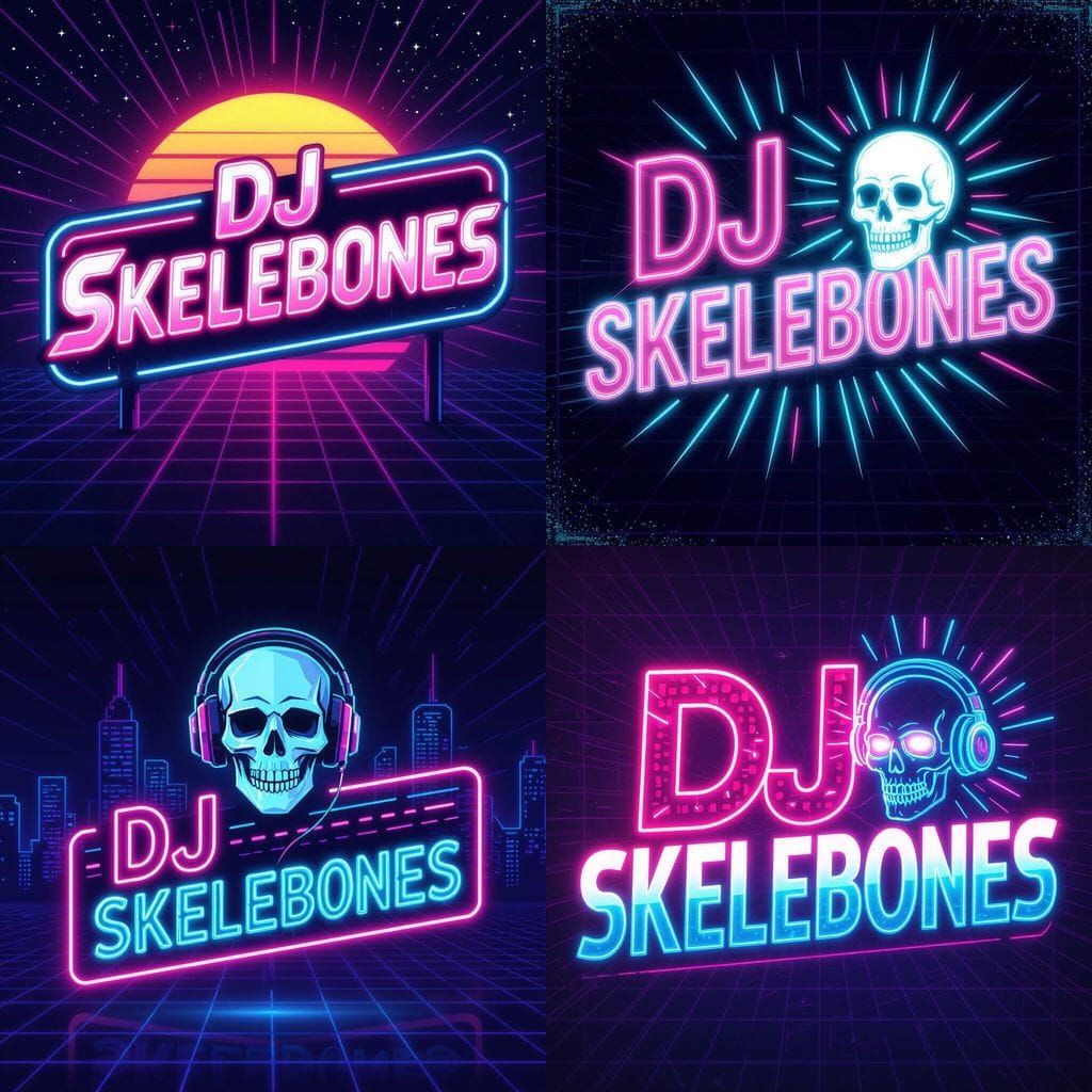 Synthwave Neon Sign for DJ Skelebones