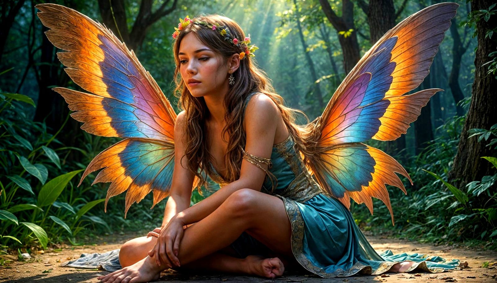 Ethereal Fairy Resting in Detailed Splash Art Style