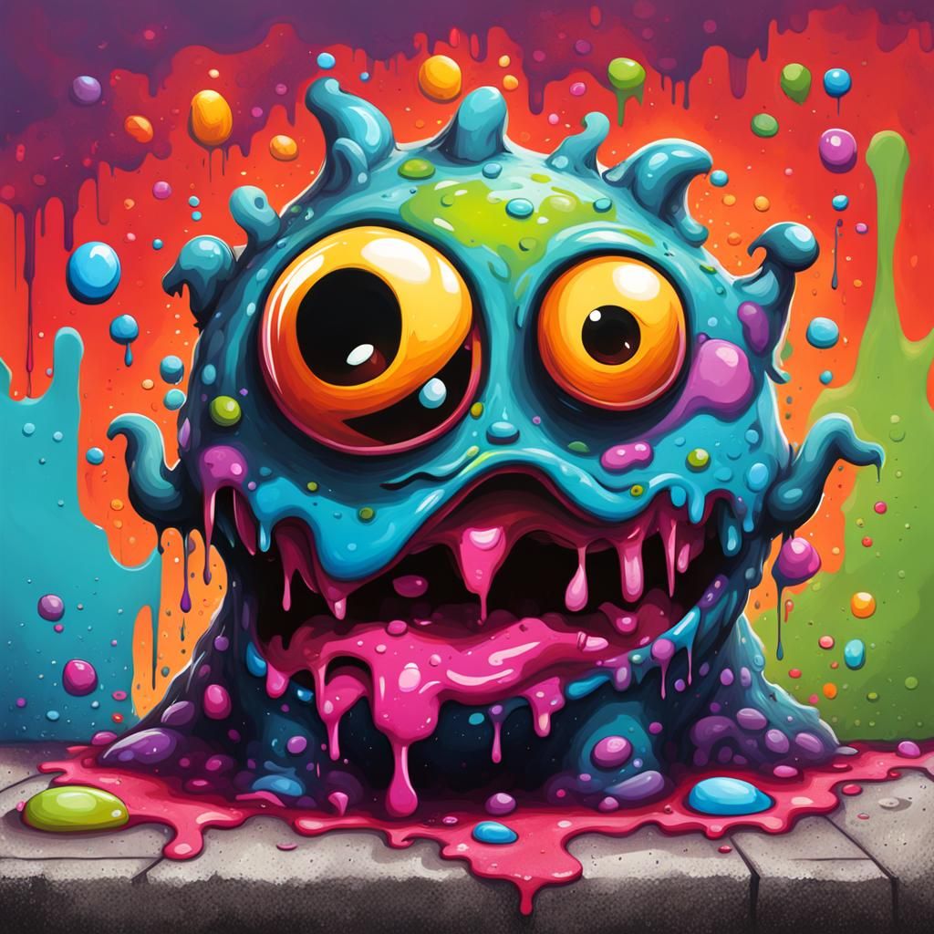 Colorful Poop Monster Graffiti Splash Art