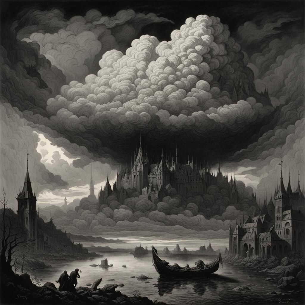 Dramatic Storm Clouds in Gothic Horror Style