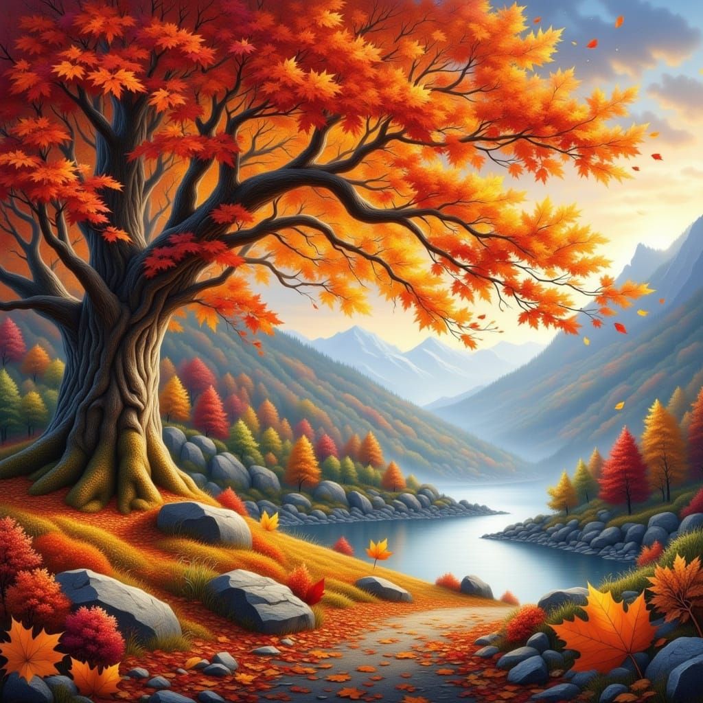 Autumn Beauty in Paper Art Style