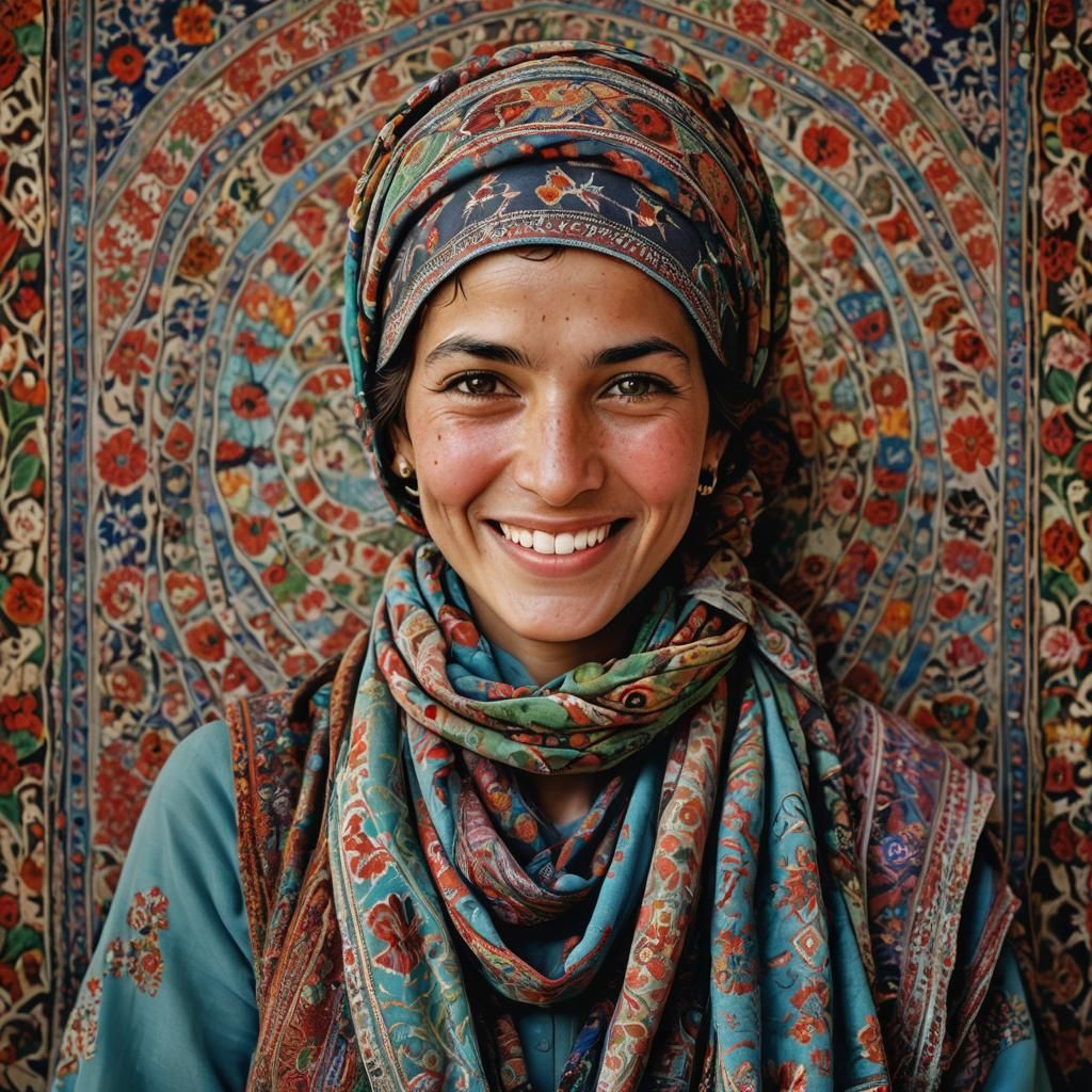 Smiling Afghan Woman Portrait in Soft Lighting