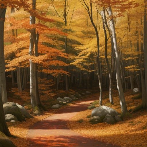 Tranquil Autumn Forest Watercolor Painting